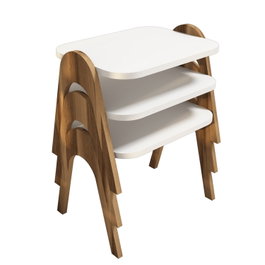Hanah Home Juego de Mesas Nido Paris - Nogal y Blanco